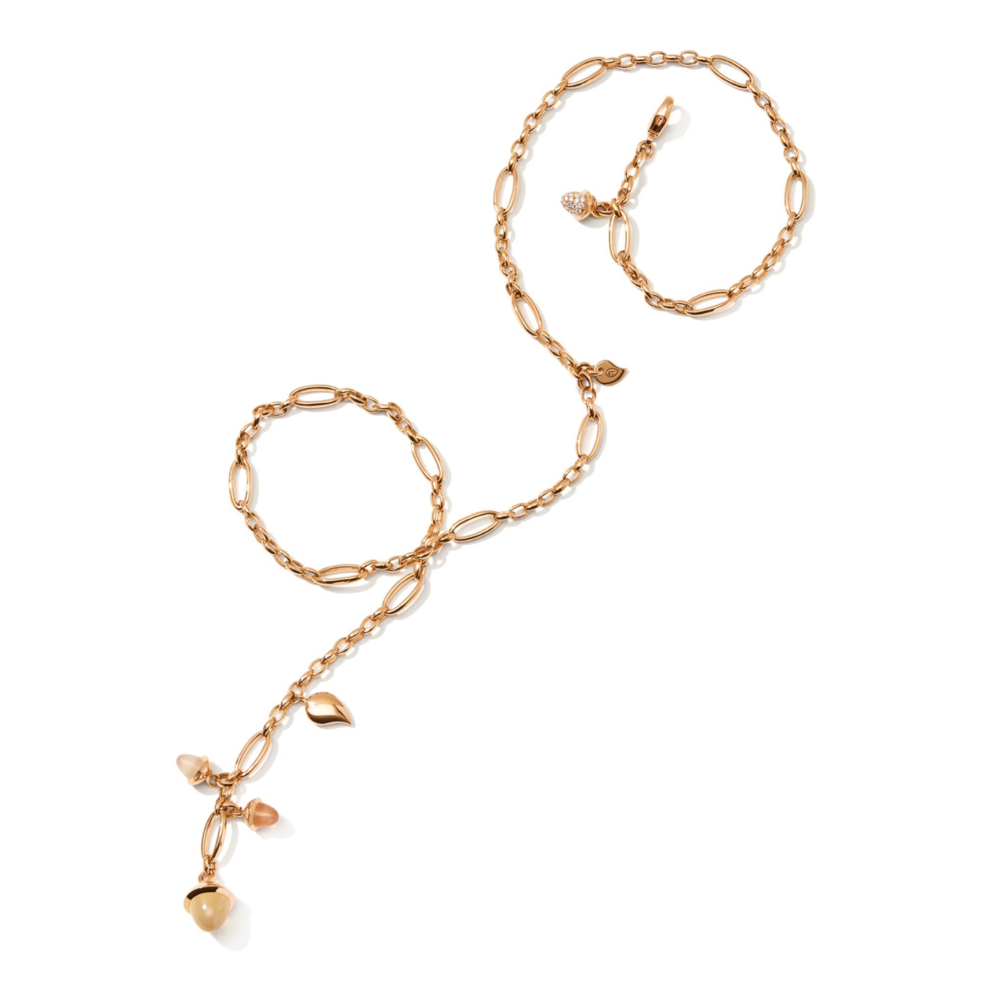 Tamara Comolli MIKADO Halskette 'Camel' mit Diamant-Pavé (N-M-Del51-Cam-p-rg) aus Roségold mit Diamant und Mondstein