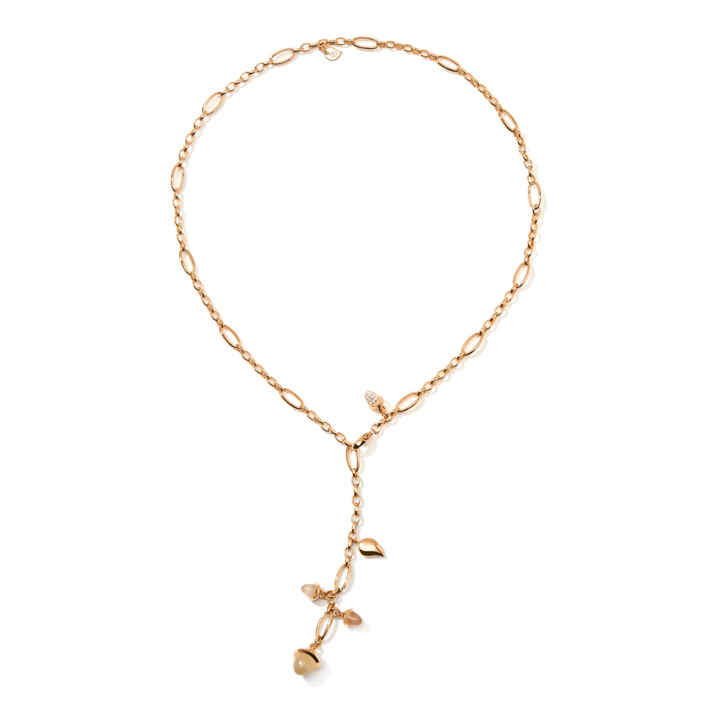 Tamara Comolli MIKADO Halskette 'Camel' mit Diamant-Pavé (N-M-Del51-Cam-p-rg) aus Roségold mit Diamant und Mondstein