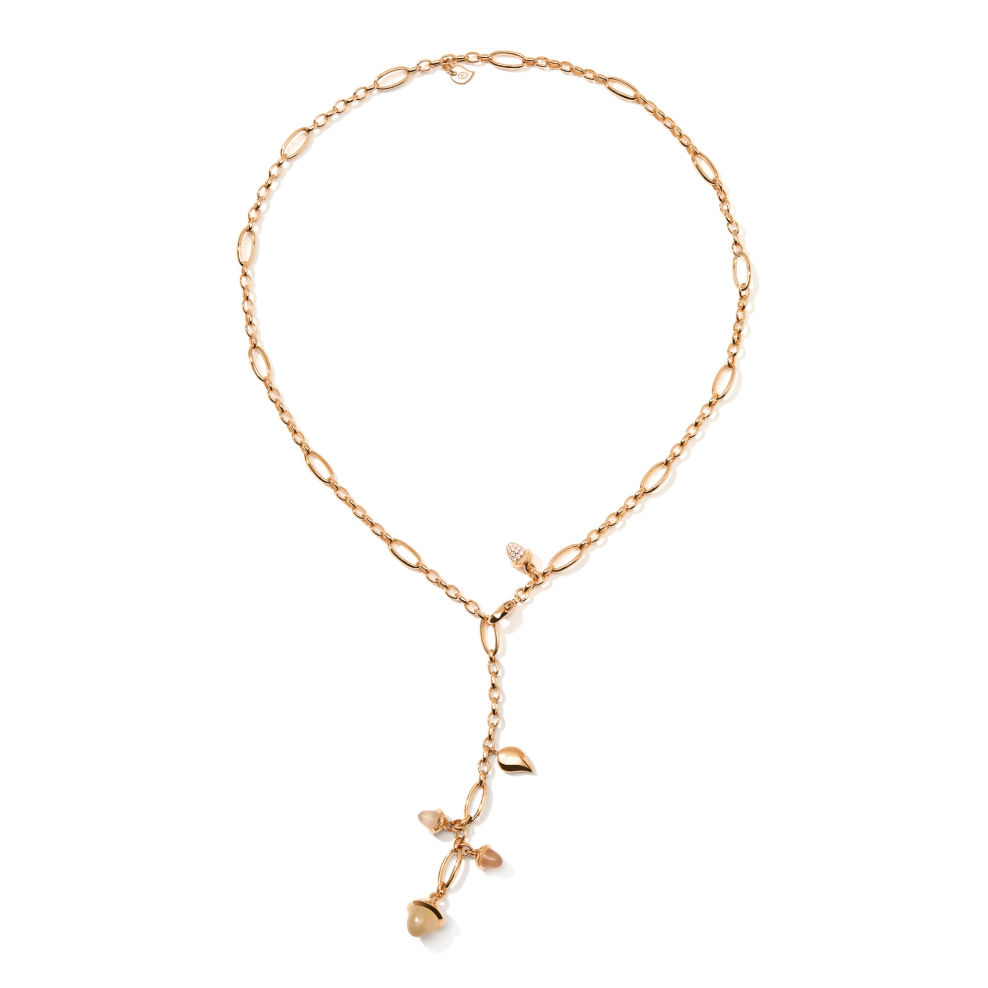 Tamara Comolli MIKADO Halskette 'Camel' mit Diamant-Pavé (N-M-Del51-Cam-p-rg) aus Roségold mit Diamant und Mondstein