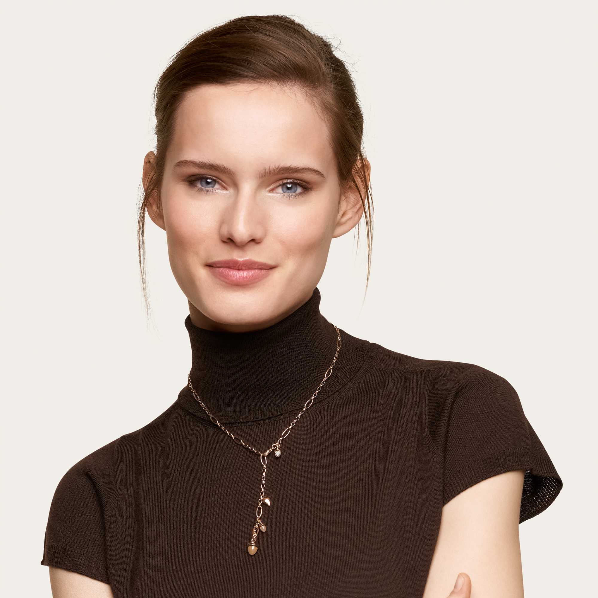 Tamara Comolli MIKADO Halskette 'Camel' mit Diamant-Pavé (N-M-Del51-Cam-p-rg) aus Roségold mit Diamant und Mondstein