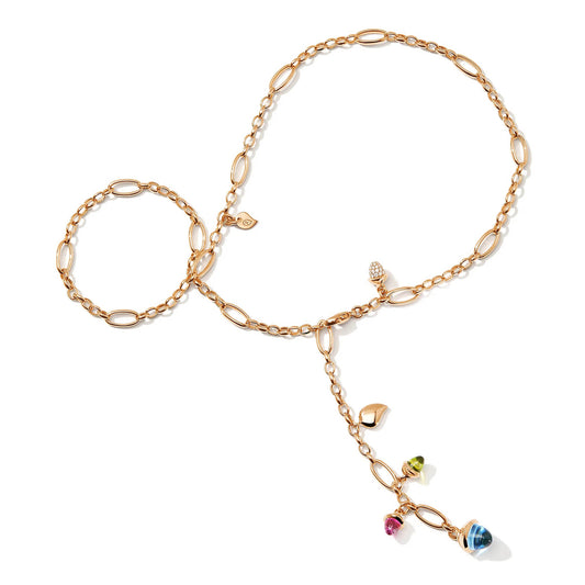 Tamara Comolli MIKADO Halskette 'Candy' mit Diamant-Pavé (N-M-Del51-Can-p-rg) aus Roségold mit Diamant, Peridot, Topas und Turmalin