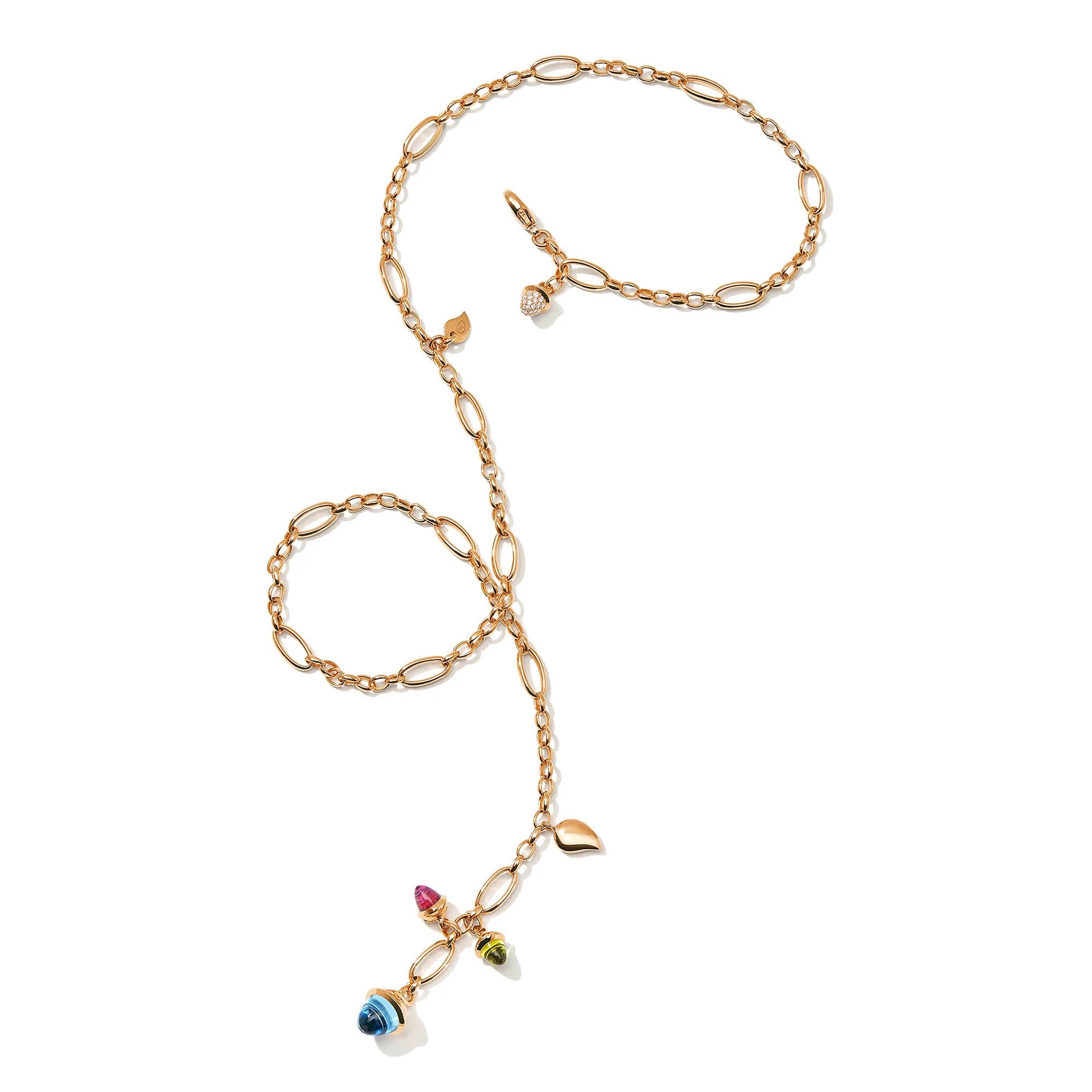 Tamara Comolli MIKADO Halskette 'Candy' mit Diamant-Pavé (N-M-Del51-Can-p-rg) aus Roségold mit Diamant, Peridot, Topas und Turmalin