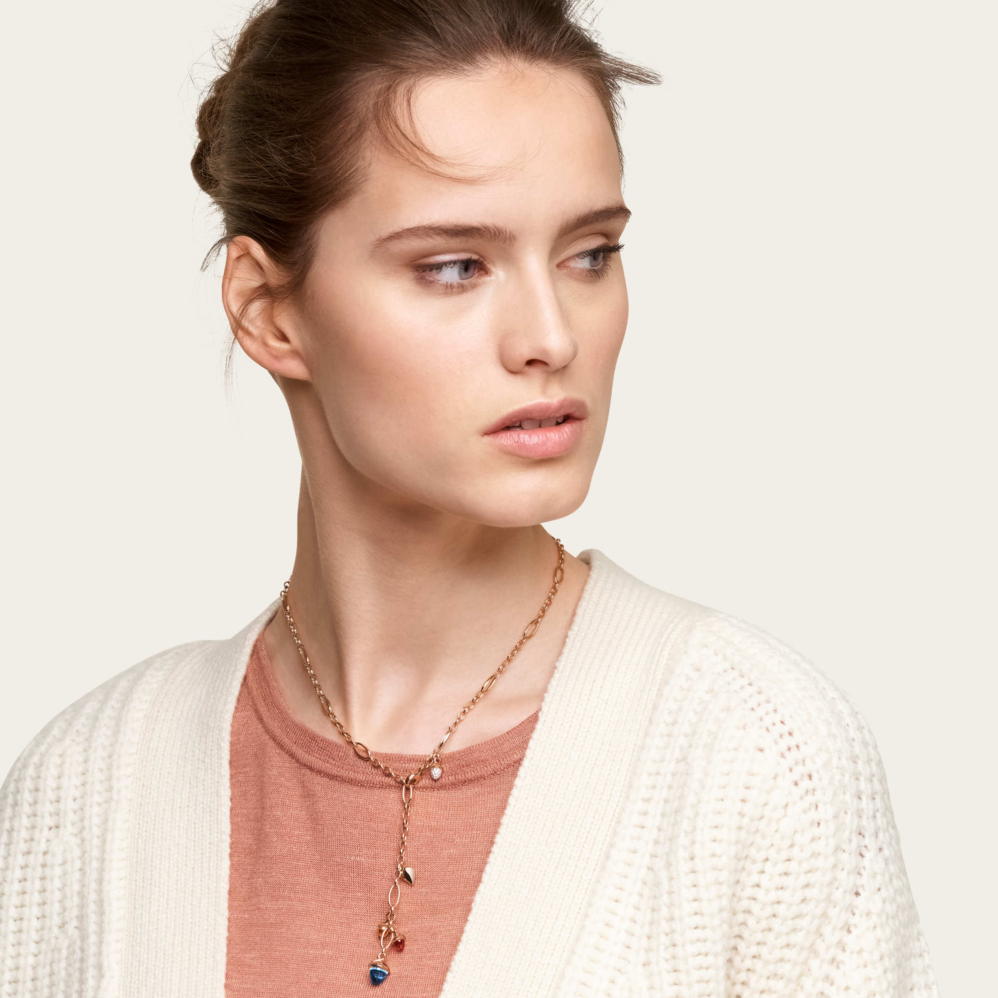 Tamara Comolli MIKADO Halskette 'Candy' mit Diamant-Pavé (N-M-Del51-Can-p-rg) aus Roségold mit Diamant, Peridot, Topas und Turmalin