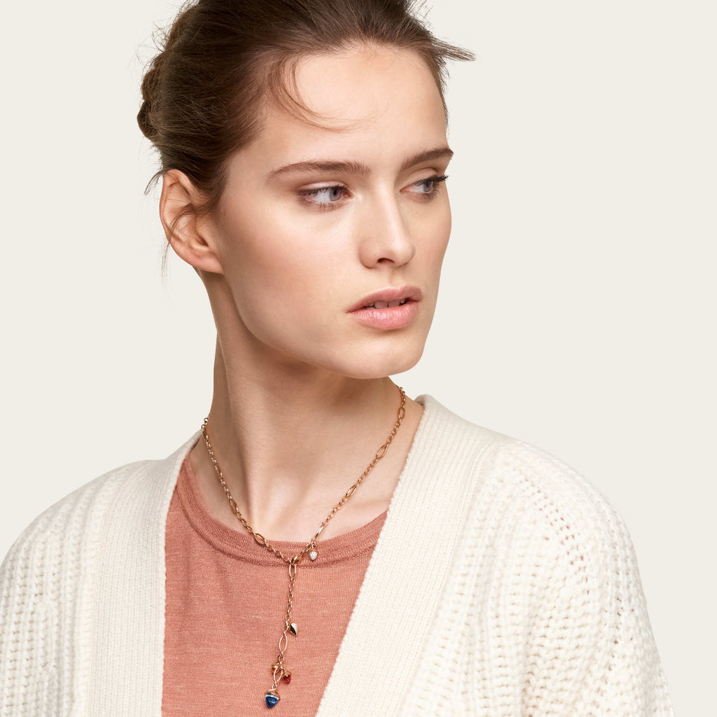 Tamara Comolli MIKADO Halskette 'Candy' mit Diamant-Pavé (N-M-Del51-Can-p-rg) aus Roségold mit Diamant, Peridot, Topas und Turmalin
