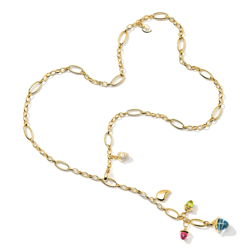 Tamara Comolli MIKADO Halskette 'Candy' mit Diamant-Pavé (N-M-Del51-Can-p-yg) aus Gelbgold mit Diamant, Peridot, Topas und Turmalin