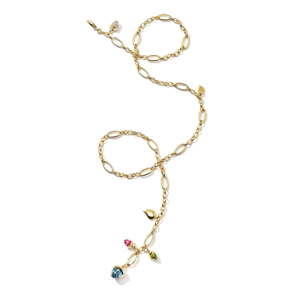 Tamara Comolli MIKADO Halskette 'Candy' mit Diamant-Pavé (N-M-Del51-Can-p-yg) aus Gelbgold mit Diamant, Peridot, Topas und Turmalin