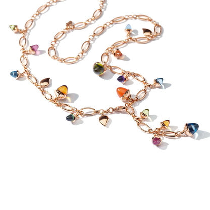 Tamara Comolli MIKADO Halskette 'Candy' (N-M-56-Can-rg) aus Roségold mit Amethyst, Citrin, Granat, Karneol, Peridot, Topas und Turmalin