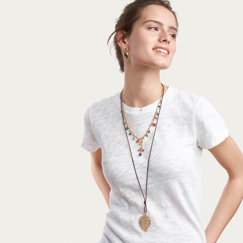 Tamara Comolli MIKADO Halskette 'Candy' (N-M-56-Can-yg) aus Gelbgold mit Amethyst, Citrin, Granat, Karneol, Peridot, Topas und Turmalin