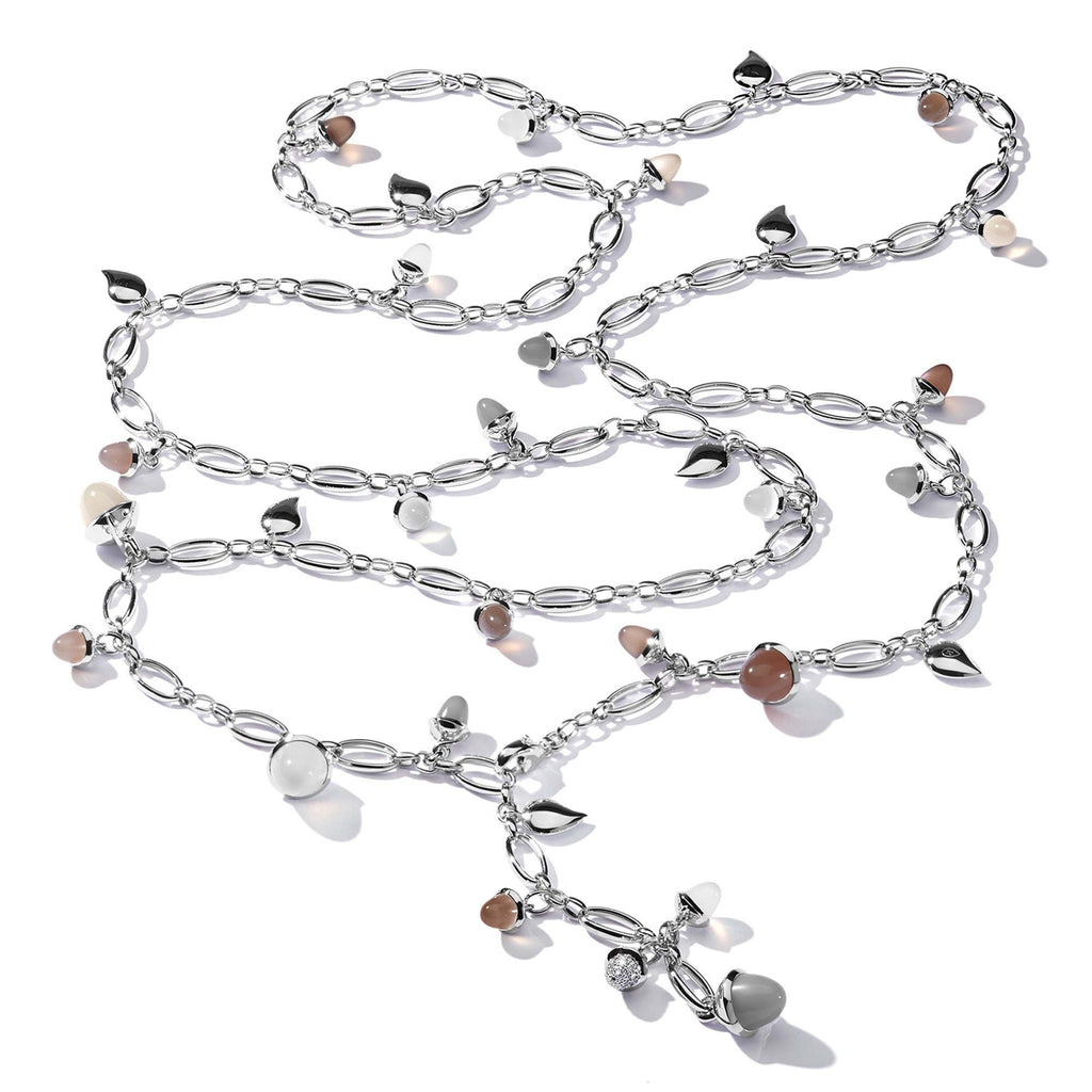 Tamara Comolli MIKADO Halskette 'Cashmere' mit Diamant-Pavé (N-M-100-Cas-p-wg) aus Weißgold mit Diamant und Mondstein