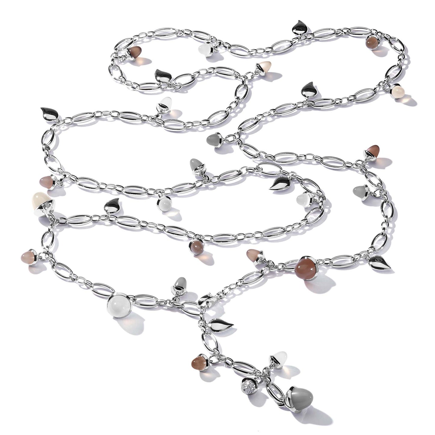 Tamara Comolli MIKADO Halskette 'Cashmere' mit Diamant-Pavé (N-M-100-Cas-p-wg) aus Weißgold mit Diamant und Mondstein