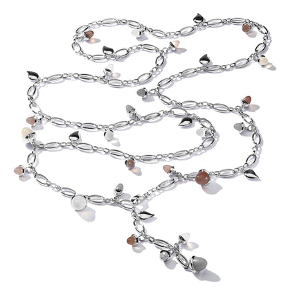 Tamara Comolli MIKADO Halskette 'Cashmere' mit Diamant-Pavé (N-M-100-Cas-p-wg) aus Weißgold mit Diamant und Mondstein