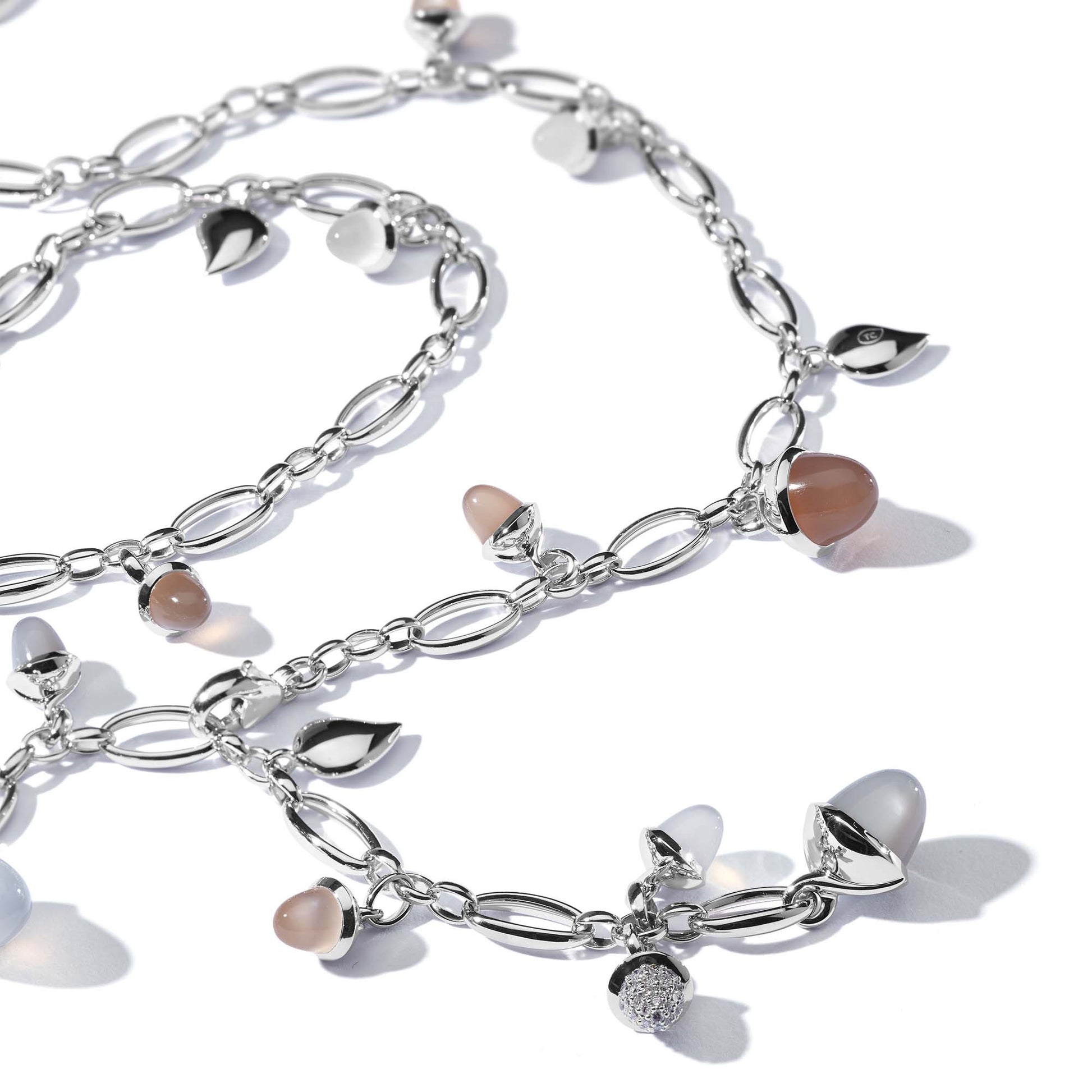 Tamara Comolli MIKADO Halskette 'Cashmere' mit Diamant-Pavé (N-M-100-Cas-p-wg) aus Weißgold mit Diamant und Mondstein