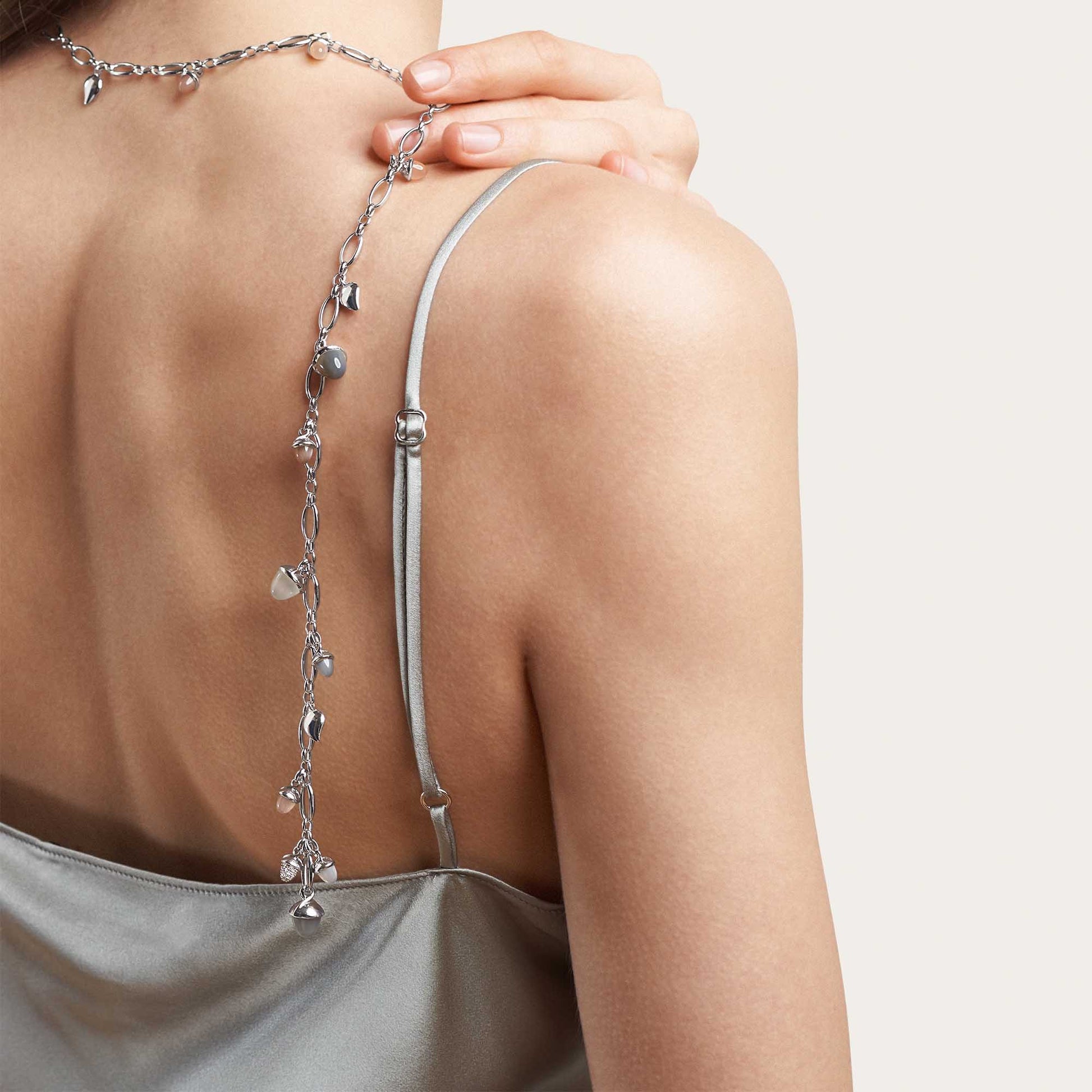 Tamara Comolli MIKADO Halskette 'Cashmere' mit Diamant-Pavé (N-M-100-Cas-p-wg) aus Weißgold mit Diamant und Mondstein