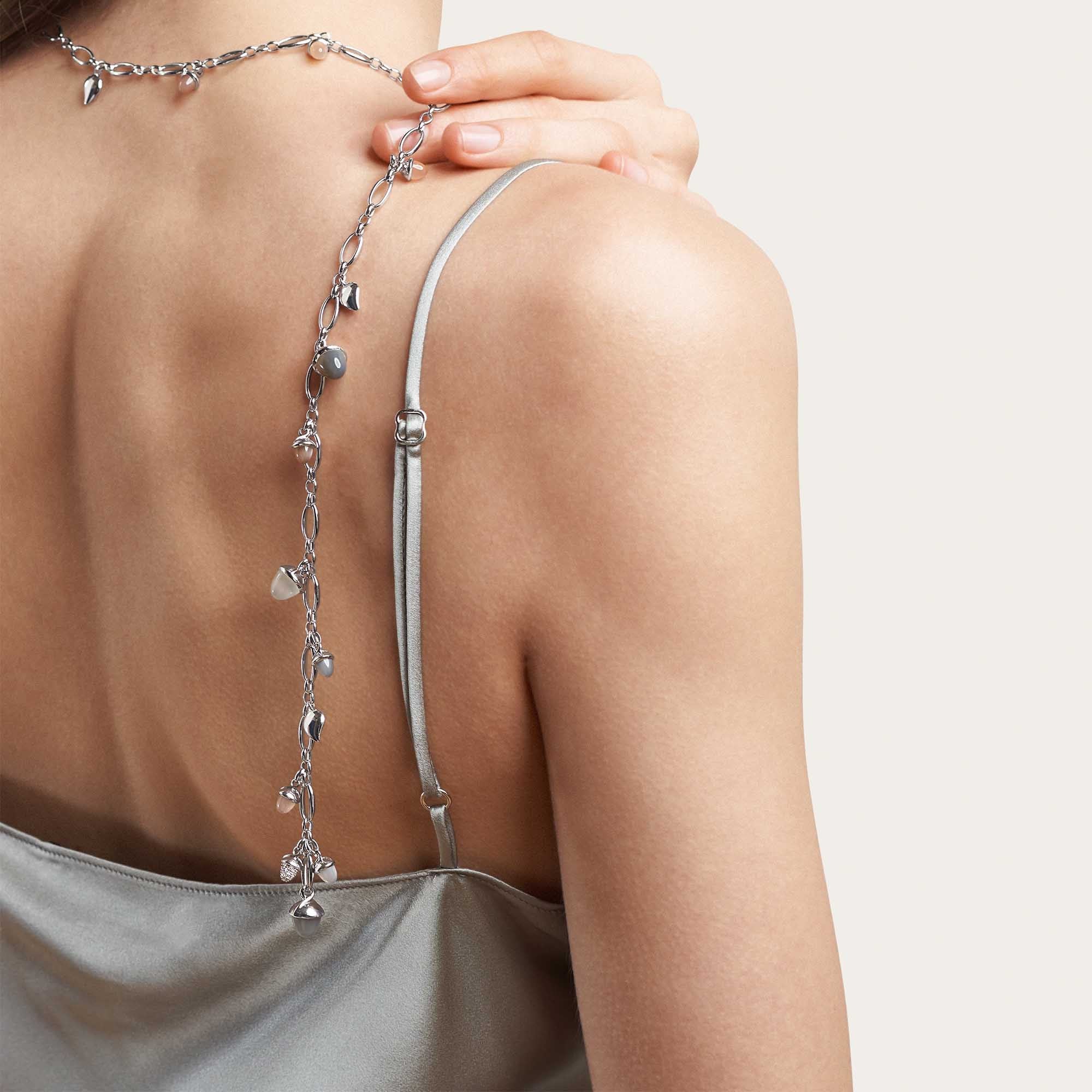 Tamara Comolli MIKADO Halskette 'Cashmere' mit Diamant-Pavé (N-M-100-Cas-p-wg) aus Weißgold mit Diamant und Mondstein