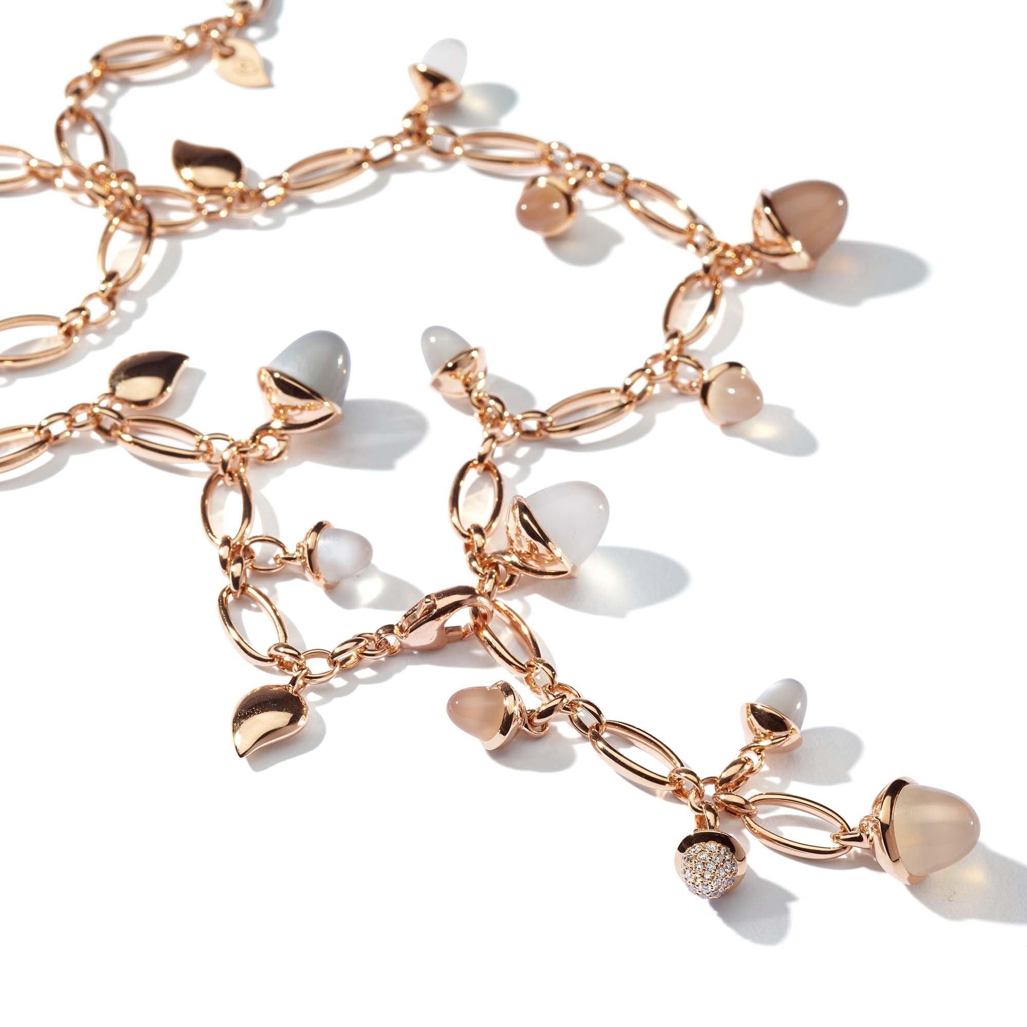 Tamara Comolli MIKADO Halskette 'Cashmere' mit Diamant-Pavé (N-M-56-Cas-p-rg) aus Roségold mit Diamant und Mondstein