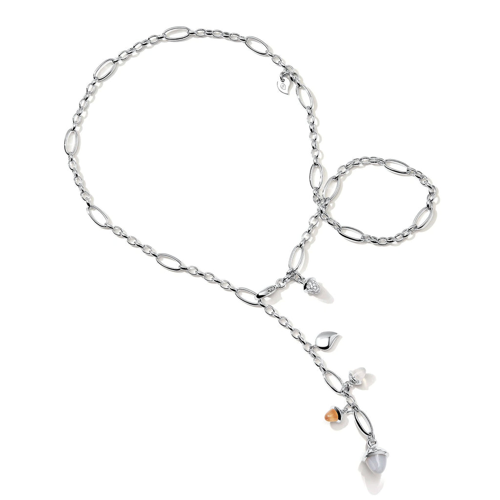 Tamara Comolli MIKADO Halskette 'Cashmere' mit Diamant-Pavé (N-M-Del51-Cas-p-wg) aus Weißgold mit Diamant und Mondstein