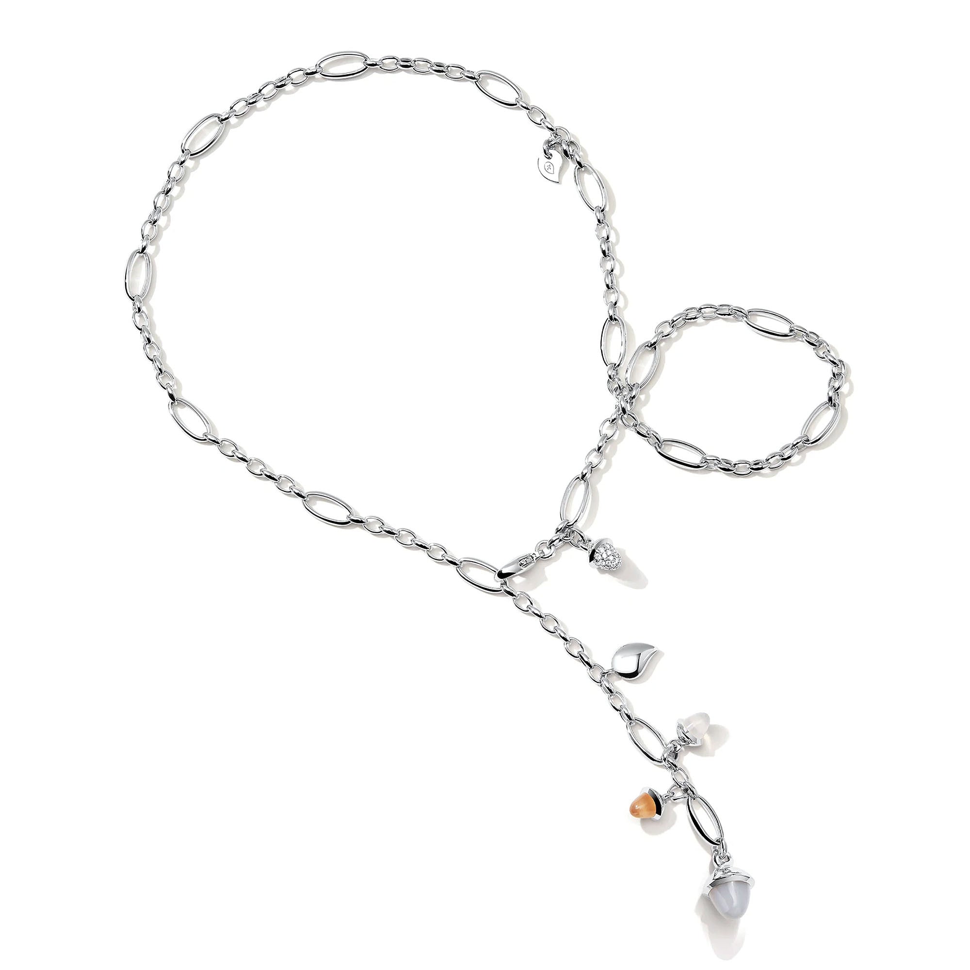 Tamara Comolli MIKADO Halskette 'Cashmere' mit Diamant-Pavé (N-M-Del51-Cas-p-wg) aus Weißgold mit Diamant und Mondstein