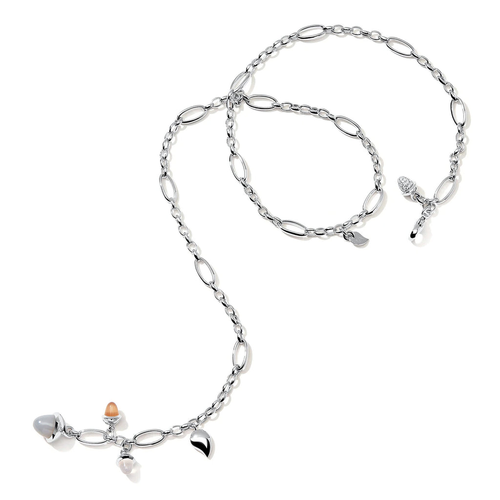Tamara Comolli MIKADO Halskette 'Cashmere' mit Diamant-Pavé (N-M-Del51-Cas-p-wg) aus Weißgold mit Diamant und Mondstein