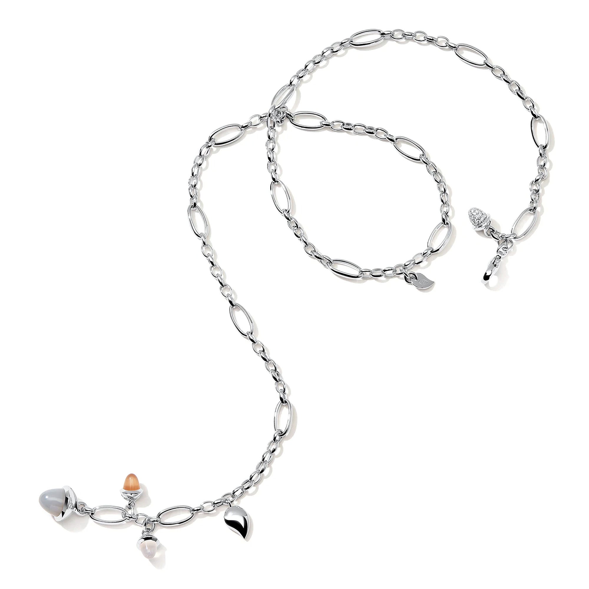 Tamara Comolli MIKADO Halskette 'Cashmere' mit Diamant-Pavé (N-M-Del51-Cas-p-wg) aus Weißgold mit Diamant und Mondstein