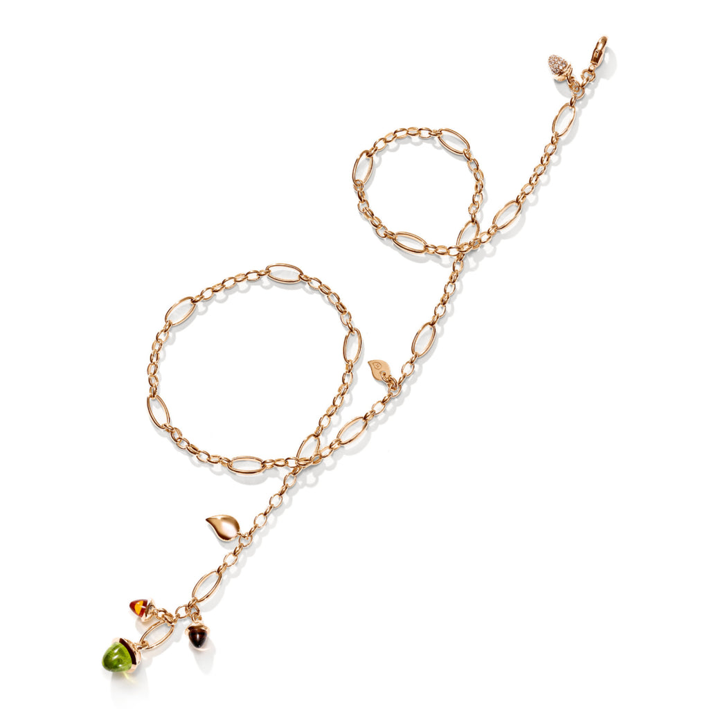 Tamara Comolli MIKADO Halskette 'Indian Summer' mit Diamant-Pavé (N-M-Del51-IS-pD-rg) aus Roségold mit Diamant, Citrin, Peridot und Rauchquarz