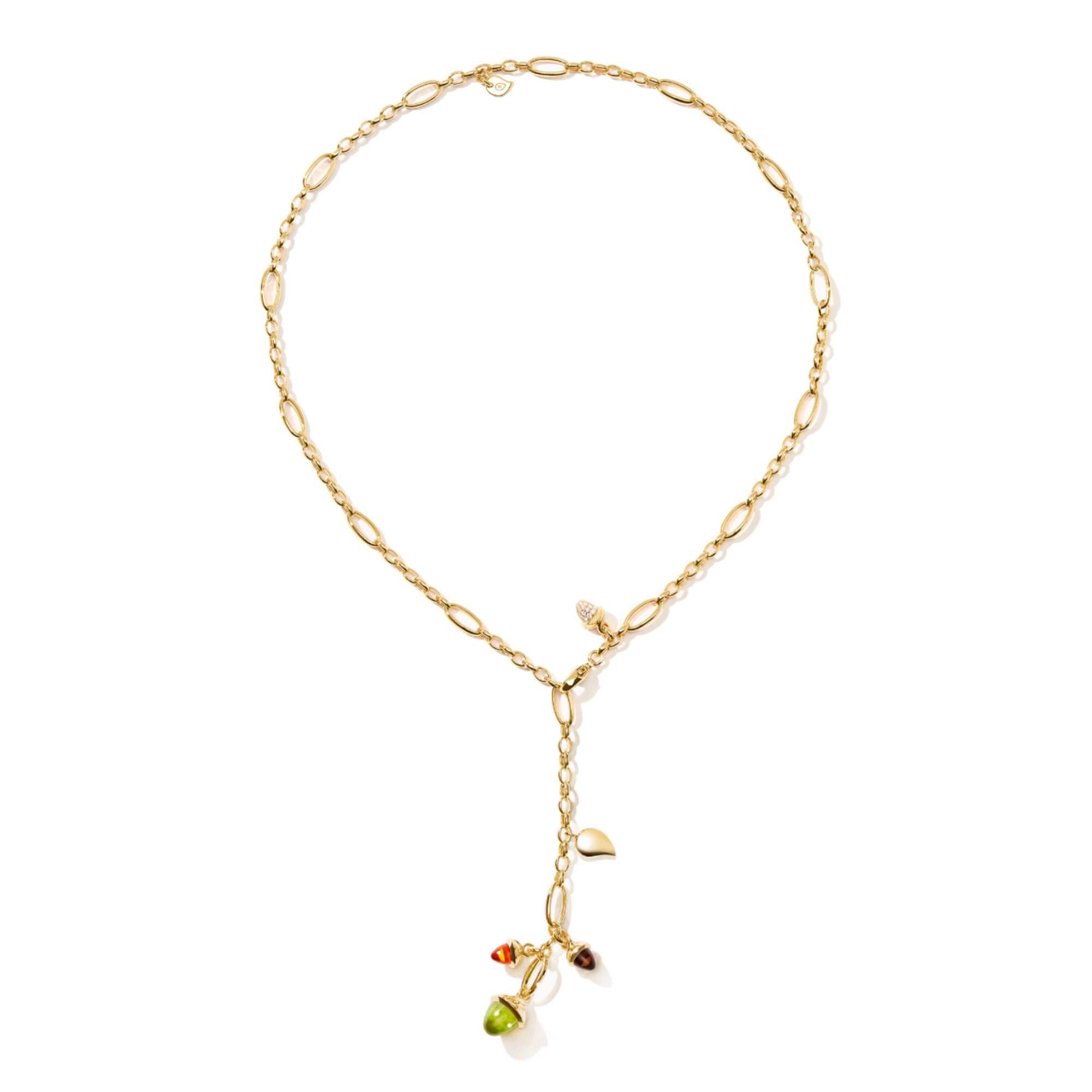 Tamara Comolli MIKADO Halskette 'Indian Summer' mit Diamant-Pavé (N-M-Del51-IS-pD-yg) aus Gelbgold mit Diamant, Citrin, Peridot und Rauchquarz