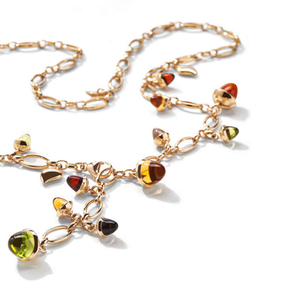 Tamara Comolli MIKADO Halskette 'Indian Summer' (N-M-56-IS-rg) aus Roségold mit Citrin, Granat, Peridot und Rauchquarz