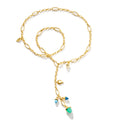 Tamara Comolli MIKADO Halskette 'Lagoon' mit Diamant-Pavé (N-M-Del51-Lag-p-yg) aus Gelbgold mit Diamant, Chrysopras, Topas und Türkis