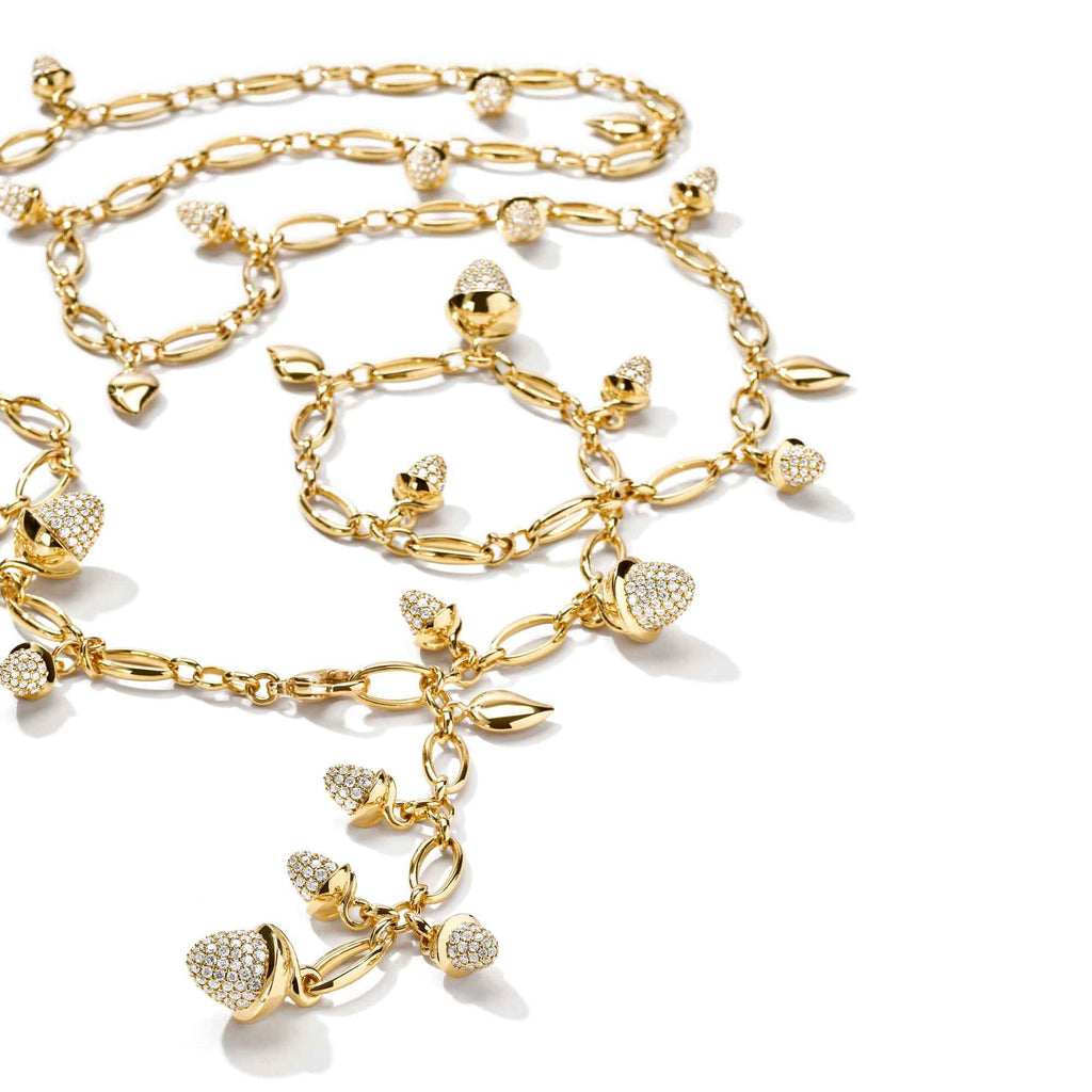 Tamara Comolli MIKADO Halskette mit Diamant-Pavé (N-M-100-p-yg) aus Gelbgold mit Diamant