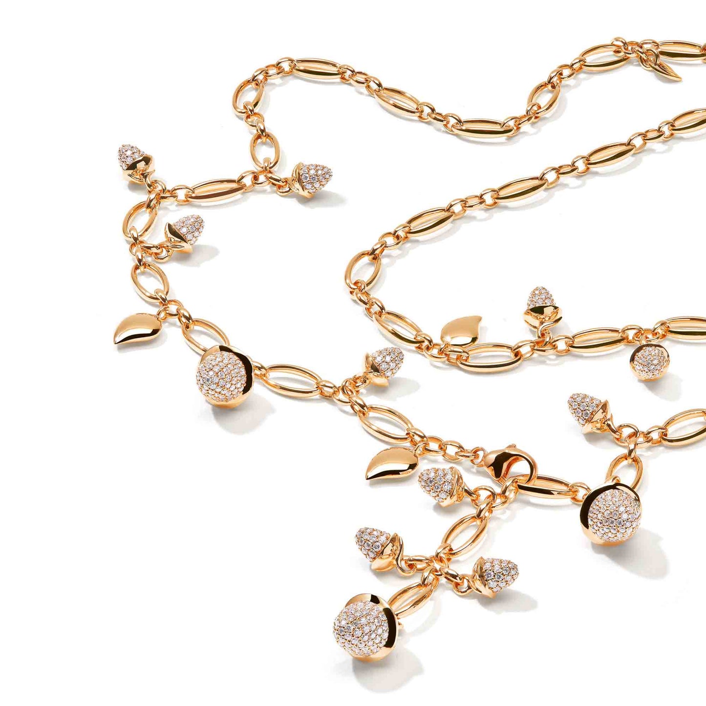 Tamara Comolli MIKADO Halskette mit Diamant-Pavé (N-M-56-p-rg) aus Roségold mit Diamant