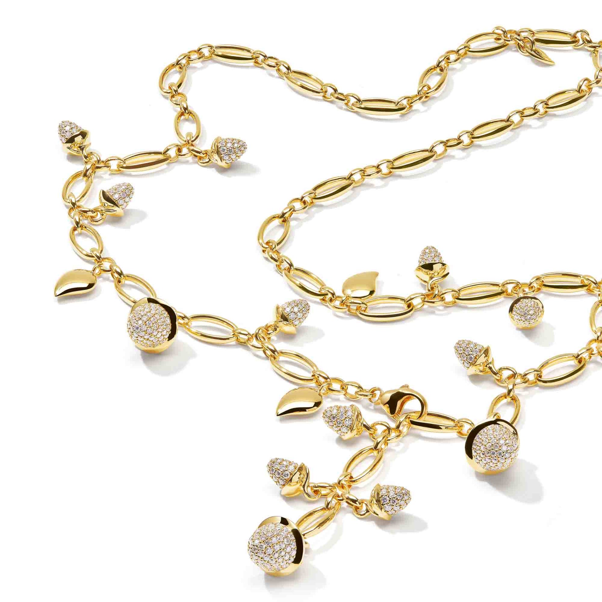 Tamara Comolli MIKADO Halskette mit Diamant-Pavé (N-M-56-p-yg) aus Gelbgold mit Diamant