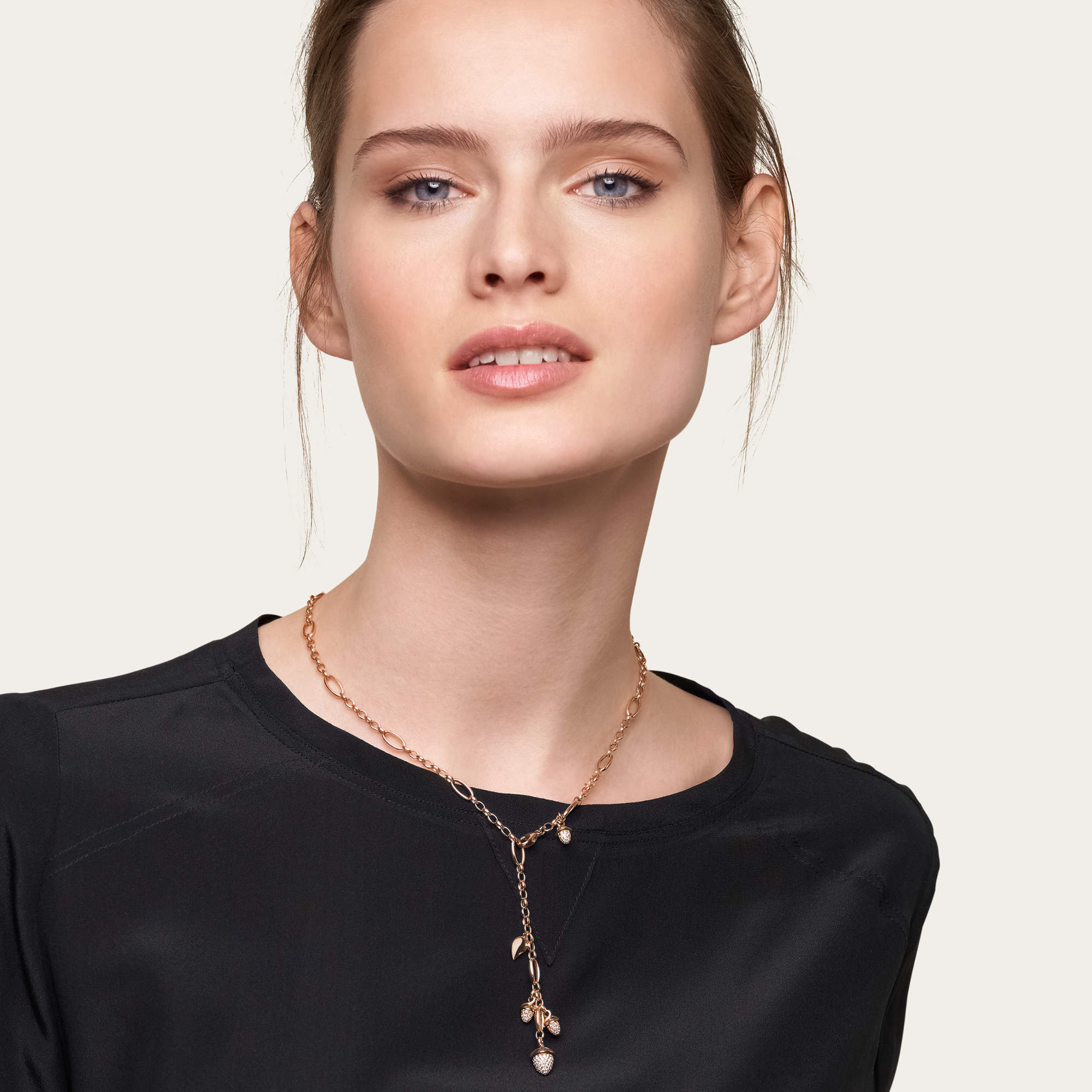 Tamara Comolli MIKADO Halskette mit Diamant-Pavé (N-M-Del51-p-rg) aus Roségold mit Diamant