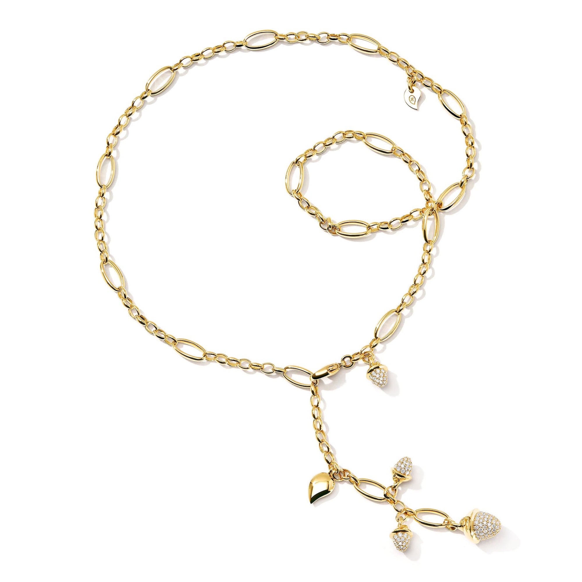 Tamara Comolli MIKADO Halskette mit Diamant-Pavé (N-M-Del51-p-yg) aus Gelbgold mit Diamant