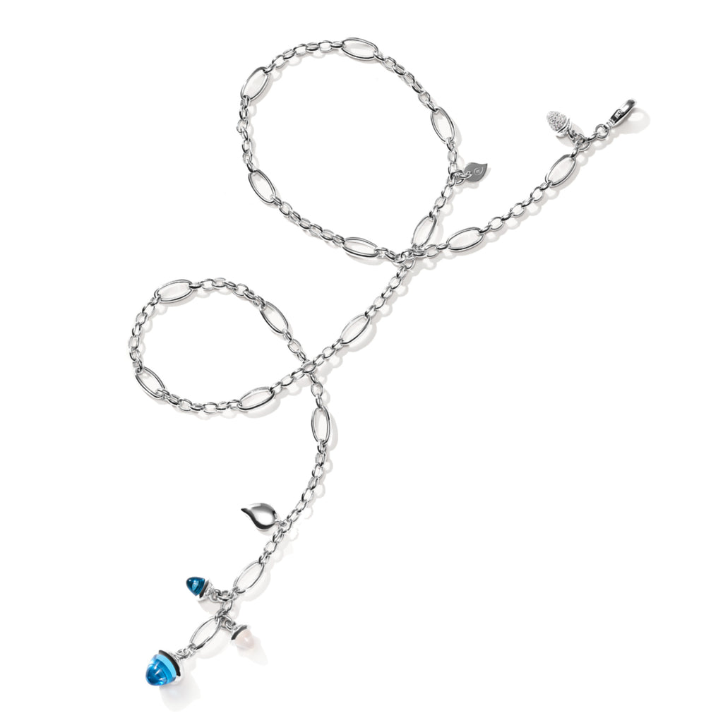 Tamara Comolli MIKADO Halskette 'Ocean' mit Diamant-Pavé (N-M-Del51-Oce-p-wg) aus Weißgold mit Diamant, London Topas, Mondstein und Topas