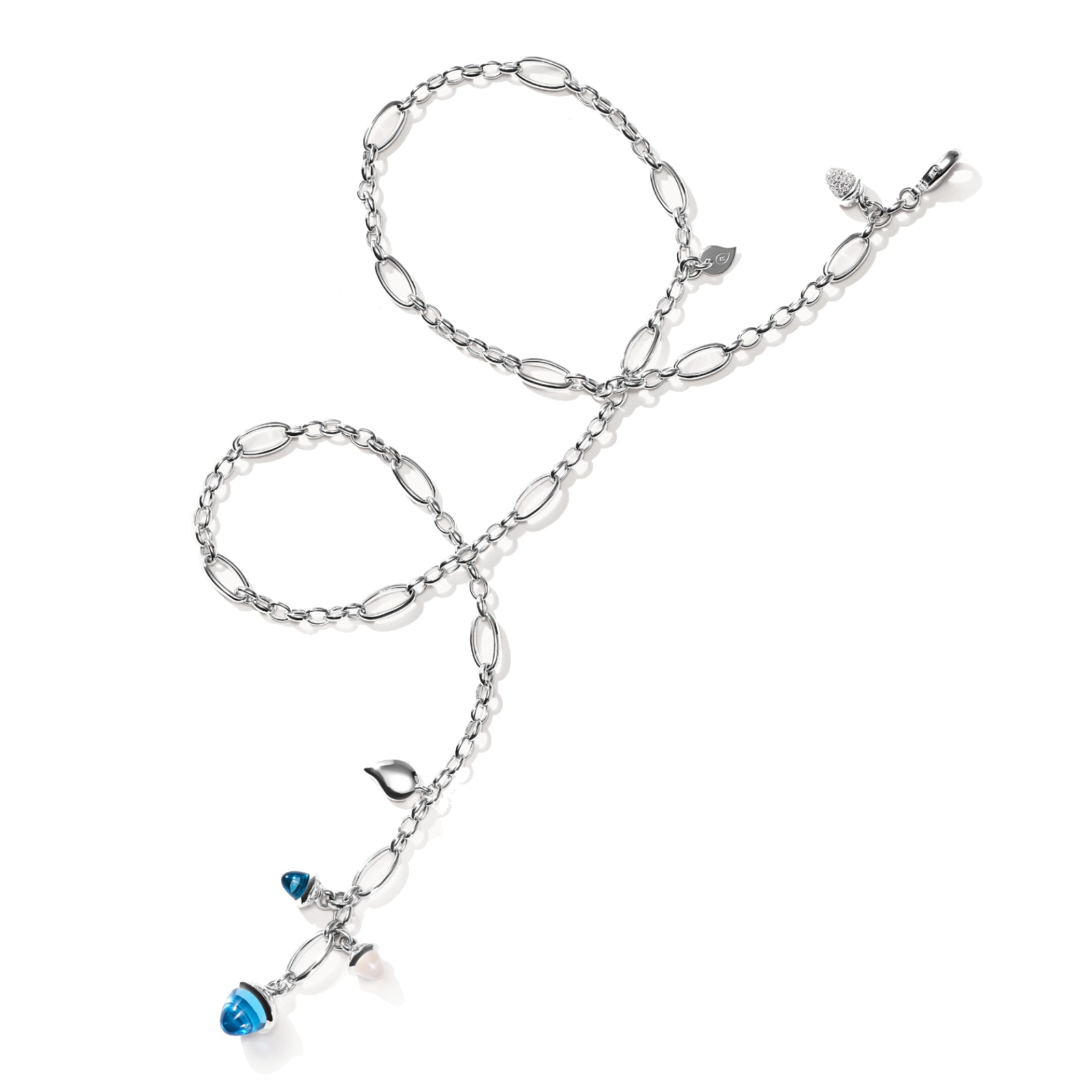 Tamara Comolli MIKADO Halskette 'Ocean' mit Diamant-Pavé (N-M-Del51-Oce-p-wg) aus Weißgold mit Diamant, London Topas, Mondstein und Topas