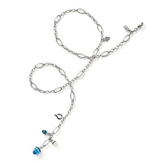Tamara Comolli MIKADO Halskette 'Ocean' mit Diamant-Pavé (N-M-Del51-Oce-p-wg) aus Weißgold mit Diamant, London Topas, Mondstein und Topas