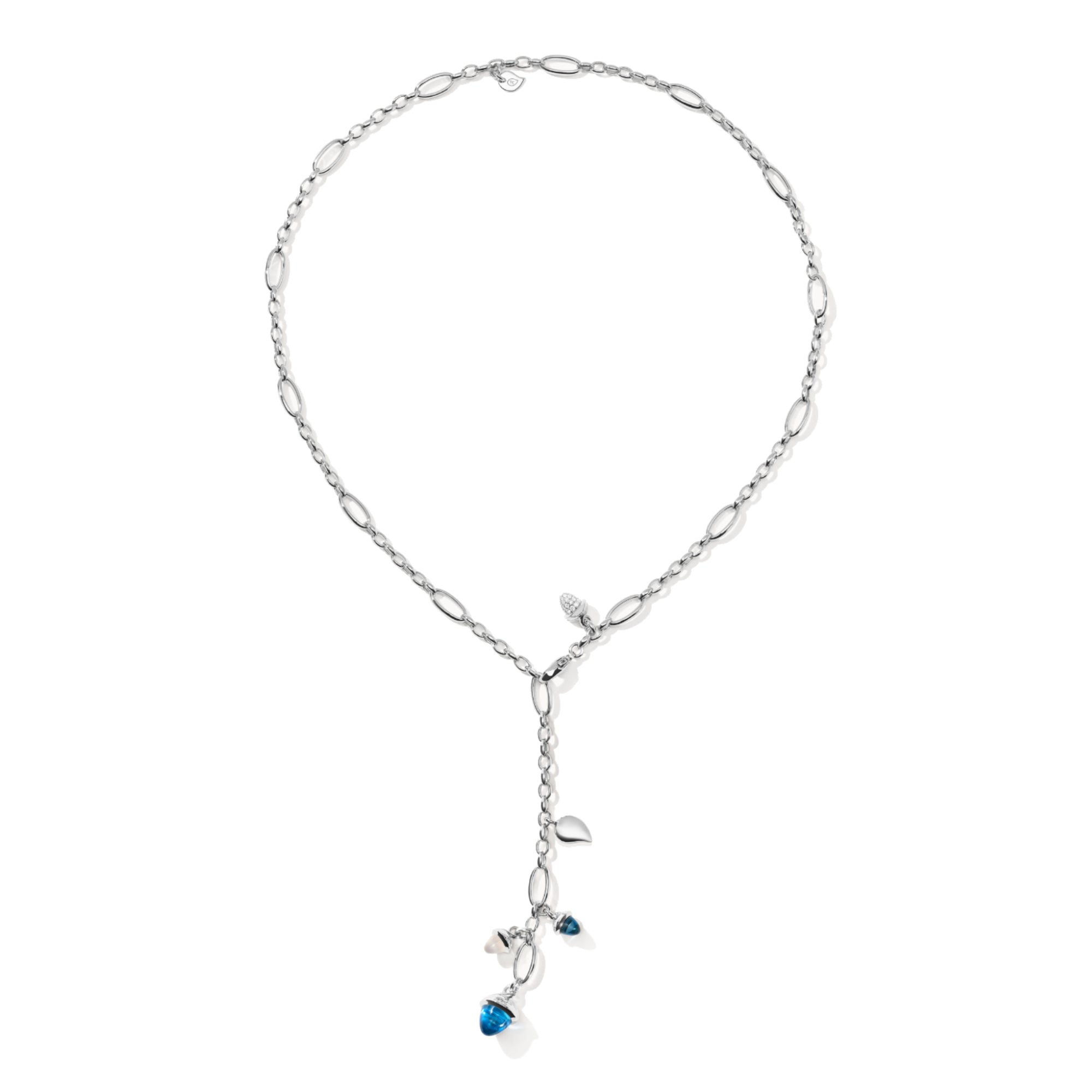 Tamara Comolli MIKADO Halskette 'Ocean' mit Diamant-Pavé (N-M-Del51-Oce-p-wg) aus Weißgold mit Diamant, London Topas, Mondstein und Topas