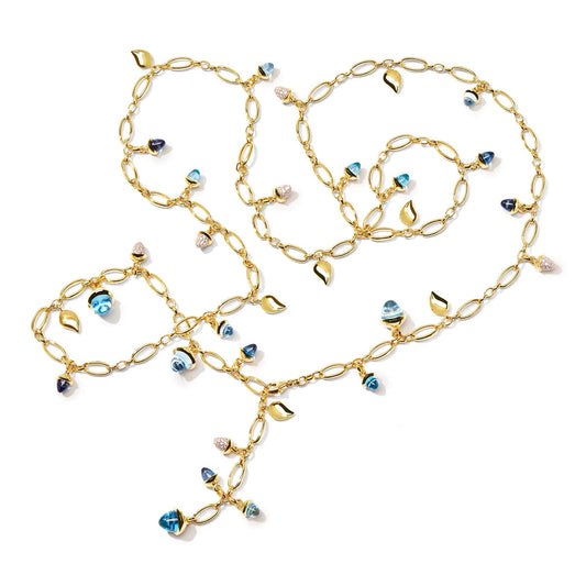 Tamara Comolli MIKADO Halskette 'Sky' mit Diamant-Pavé (N-M-100-Sky-p-yg) aus Gelbgold mit Diamant, London Topas und Topas