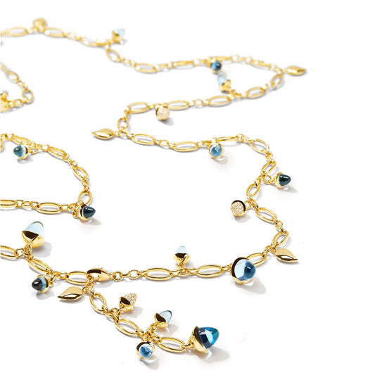 Tamara Comolli MIKADO Halskette 'Sky' mit Diamant-Pavé (N-M-100-Sky-p-yg) aus Gelbgold mit Diamant, London Topas und Topas