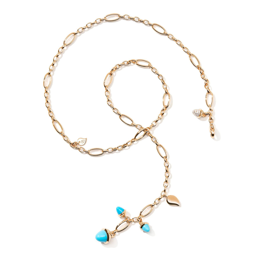 Tamara Comolli MIKADO Halskette 'Türkis' mit Diamant-Pavé (N-M-Del51-Tur-p-rg) aus Roségold mit Diamant und Türkis