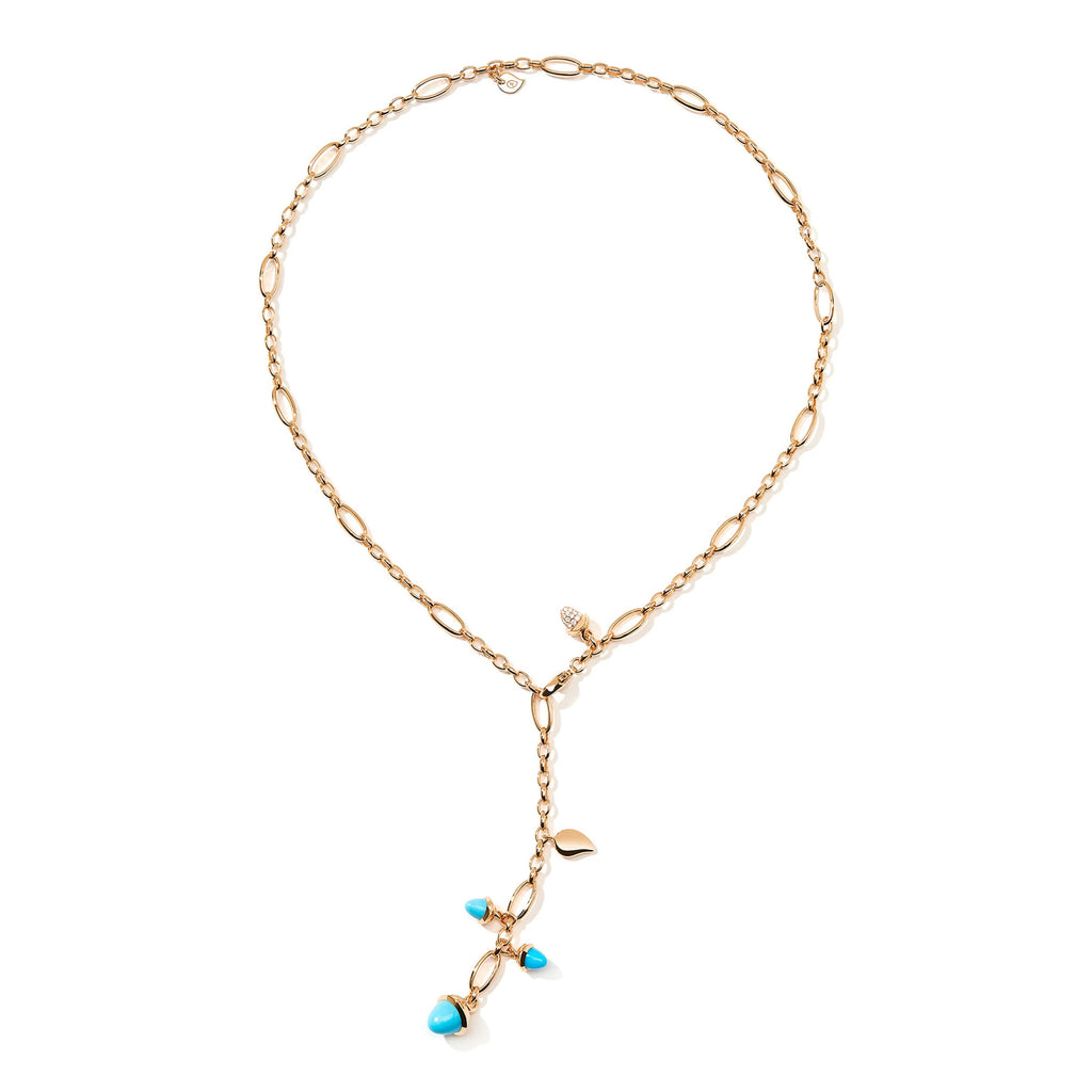 Tamara Comolli MIKADO Halskette 'Türkis' mit Diamant-Pavé (N-M-Del51-Tur-p-rg) aus Roségold mit Diamant und Türkis