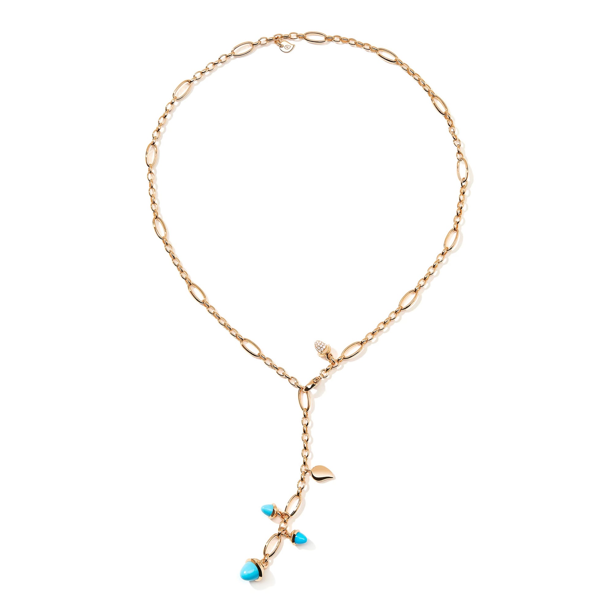Tamara Comolli MIKADO Halskette 'Türkis' mit Diamant-Pavé (N-M-Del51-Tur-p-rg) aus Roségold mit Diamant und Türkis