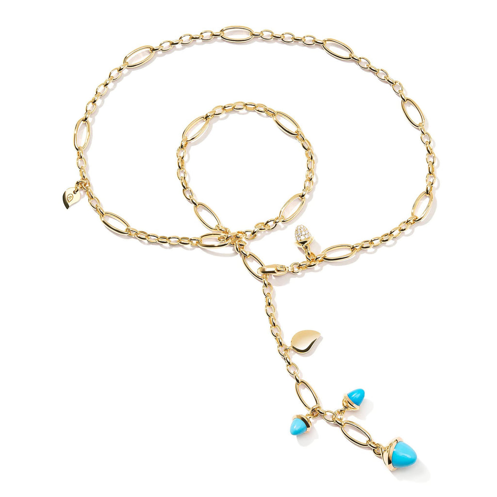 Tamara Comolli MIKADO Halskette 'Türkis' mit Diamant-Pavé (N-M-Del51-Tur-p-yg) aus Gelbgold mit Diamant und Türkis