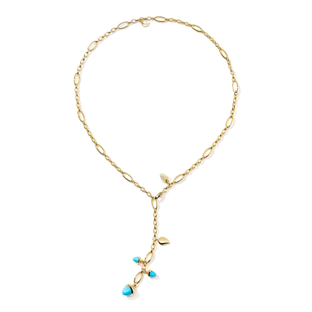 Tamara Comolli MIKADO Halskette 'Türkis' mit Diamant-Pavé (N-M-Del51-Tur-p-yg) aus Gelbgold mit Diamant und Türkis