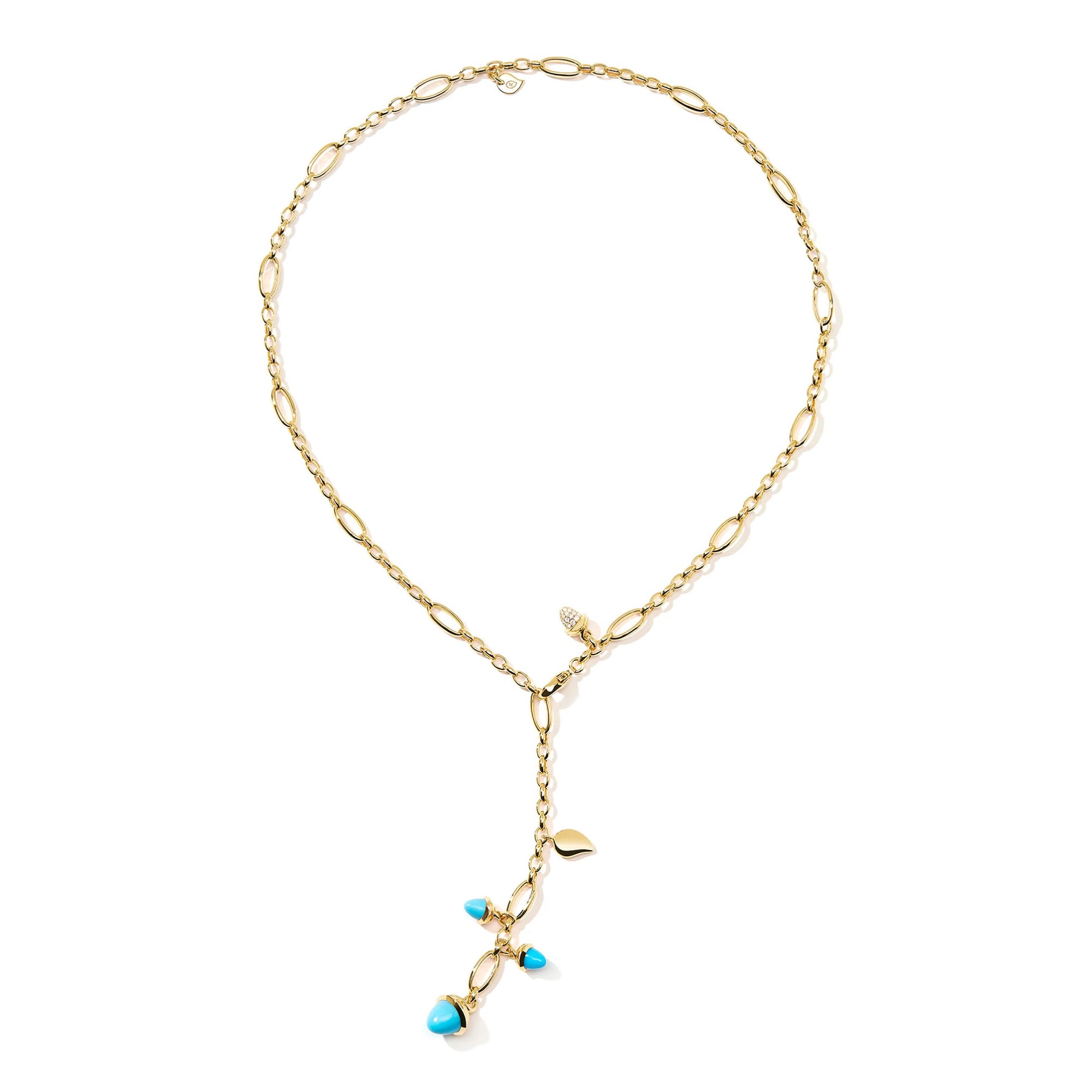 Tamara Comolli MIKADO Halskette 'Türkis' mit Diamant-Pavé (N-M-Del51-Tur-p-yg) aus Gelbgold mit Diamant und Türkis