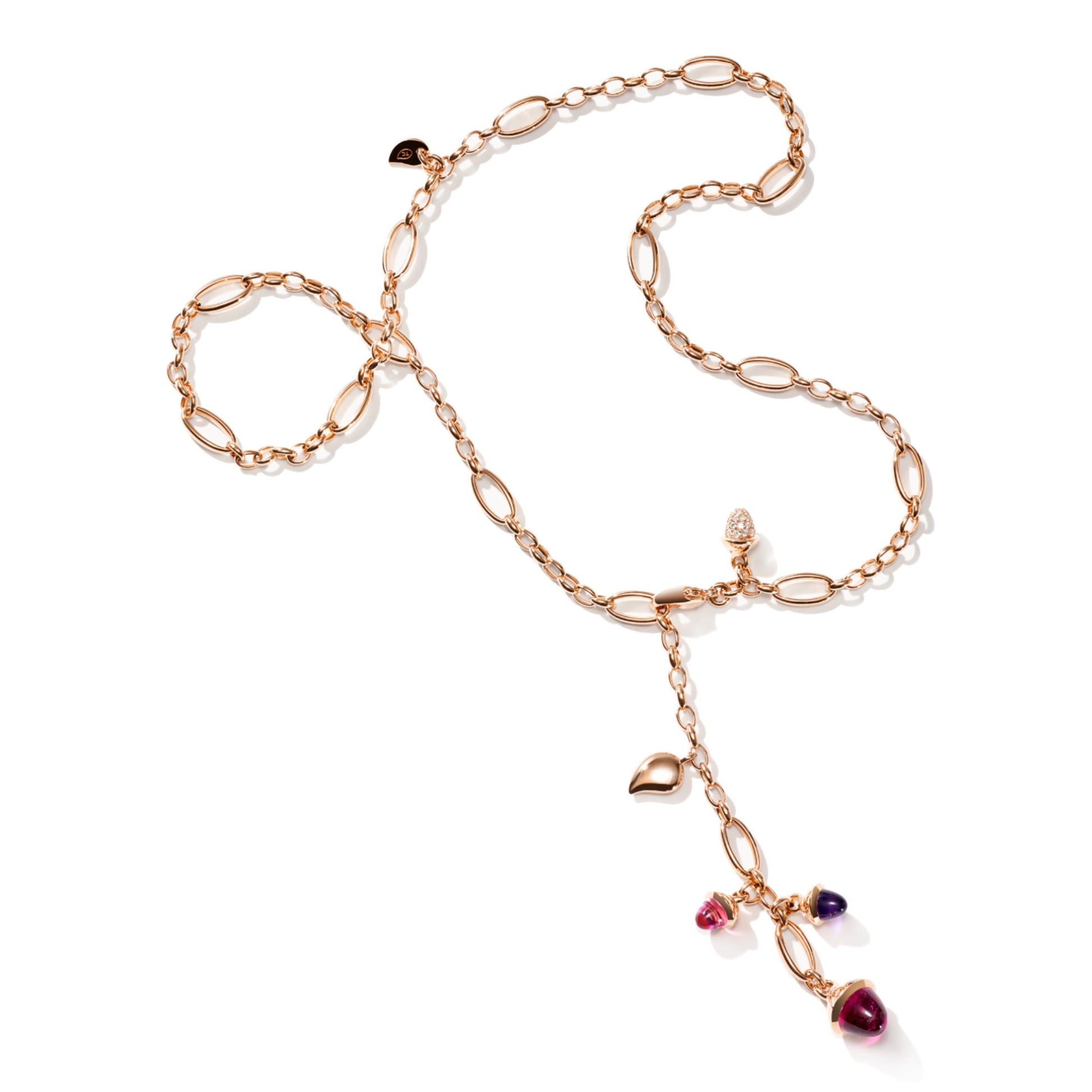 Tamara Comolli MIKADO Halskette 'Wildberry' mit Diamant-Pavé (N-M-Del51-WB-p-rg) aus Roségold mit Amethyst, Diamant und Turmalin