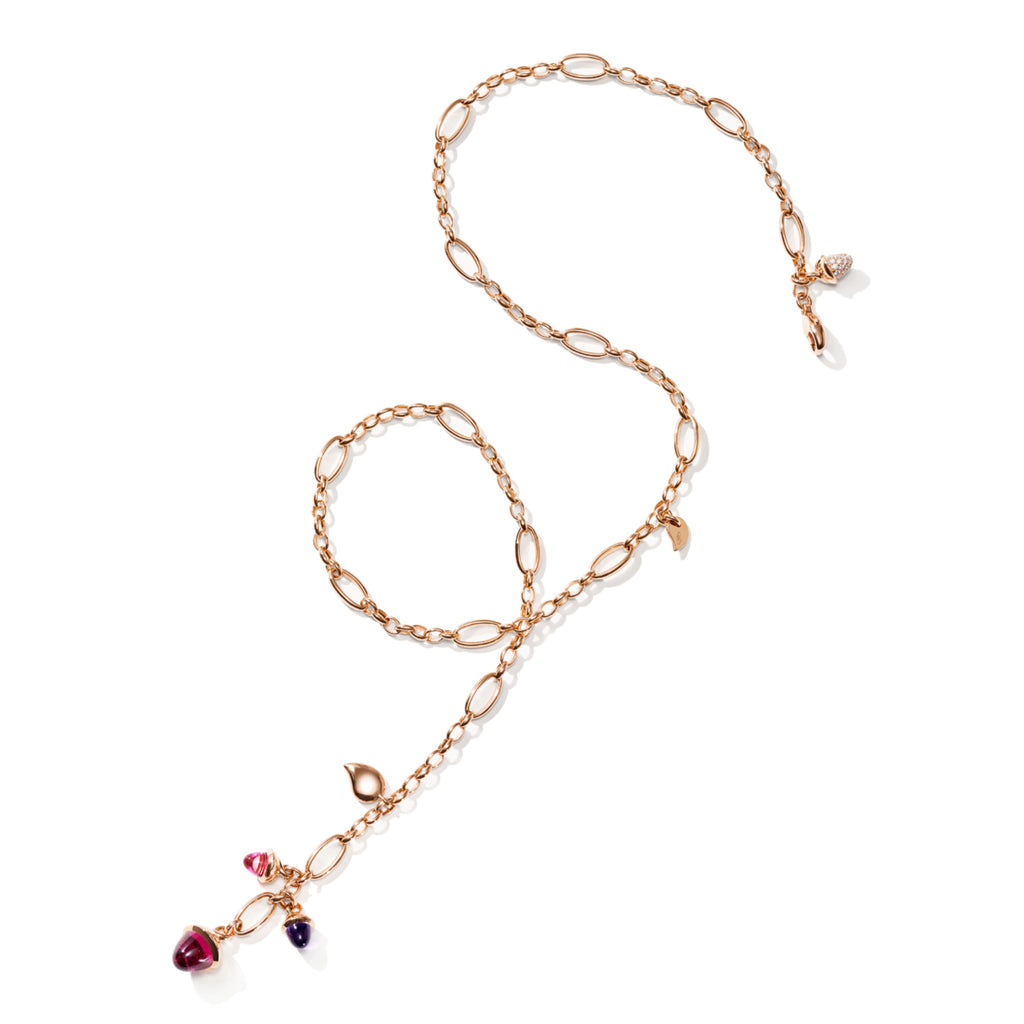 Tamara Comolli MIKADO Halskette 'Wildberry' mit Diamant-Pavé (N-M-Del51-WB-p-rg) aus Roségold mit Amethyst, Diamant und Turmalin
