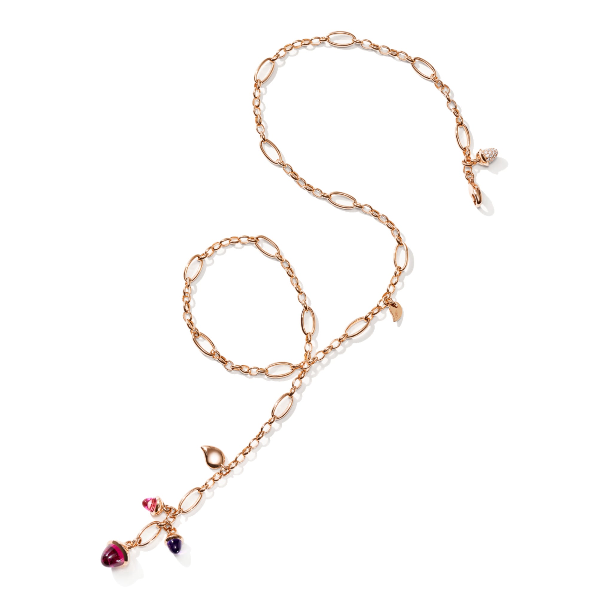 Tamara Comolli MIKADO Halskette 'Wildberry' mit Diamant-Pavé (N-M-Del51-WB-p-rg) aus Roségold mit Amethyst, Diamant und Turmalin