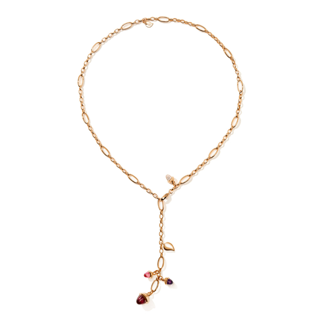 Tamara Comolli MIKADO Halskette 'Wildberry' mit Diamant-Pavé (N-M-Del51-WB-p-rg) aus Roségold mit Amethyst, Diamant und Turmalin
