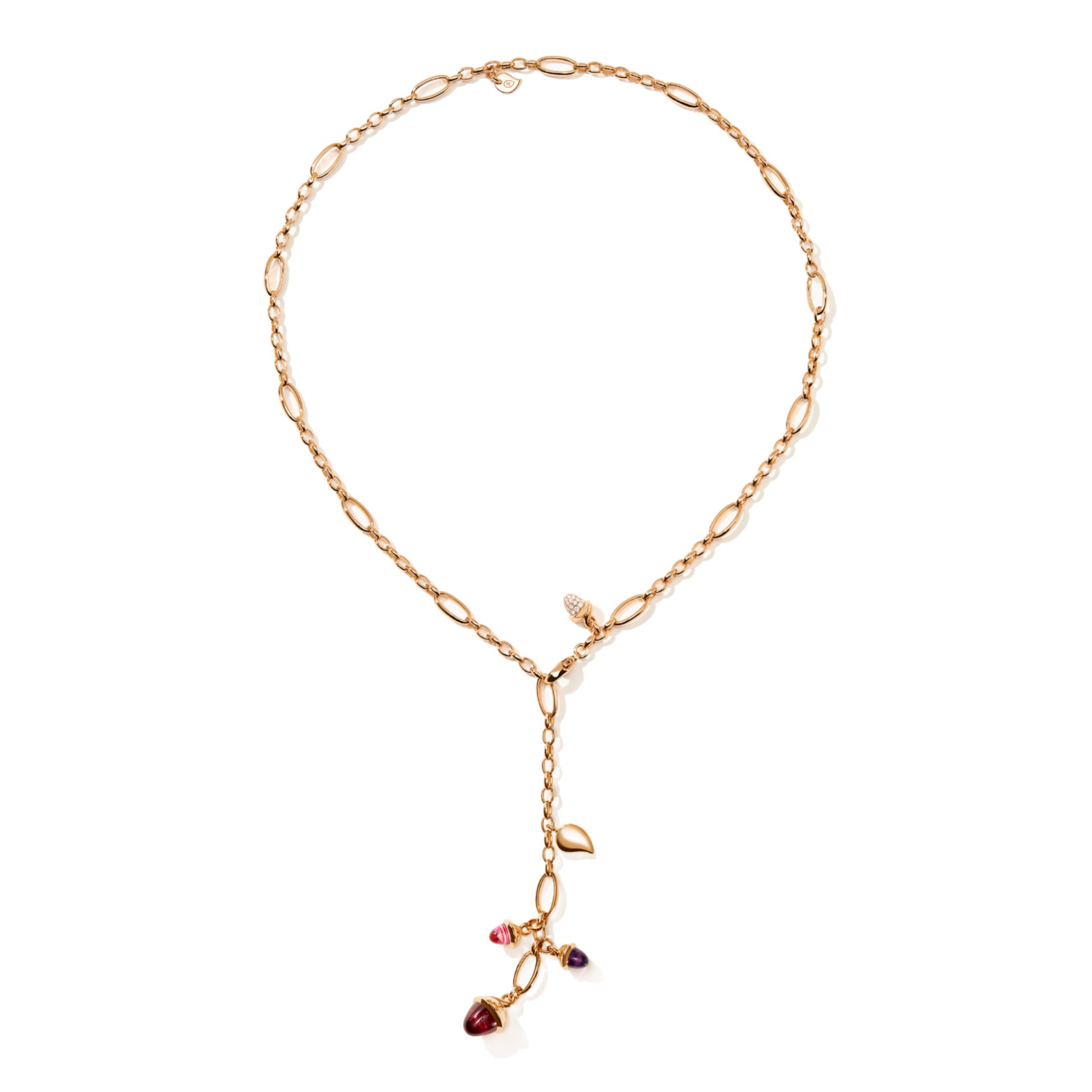 Tamara Comolli MIKADO Halskette 'Wildberry' mit Diamant-Pavé (N-M-Del51-WB-p-rg) aus Roségold mit Amethyst, Diamant und Turmalin
