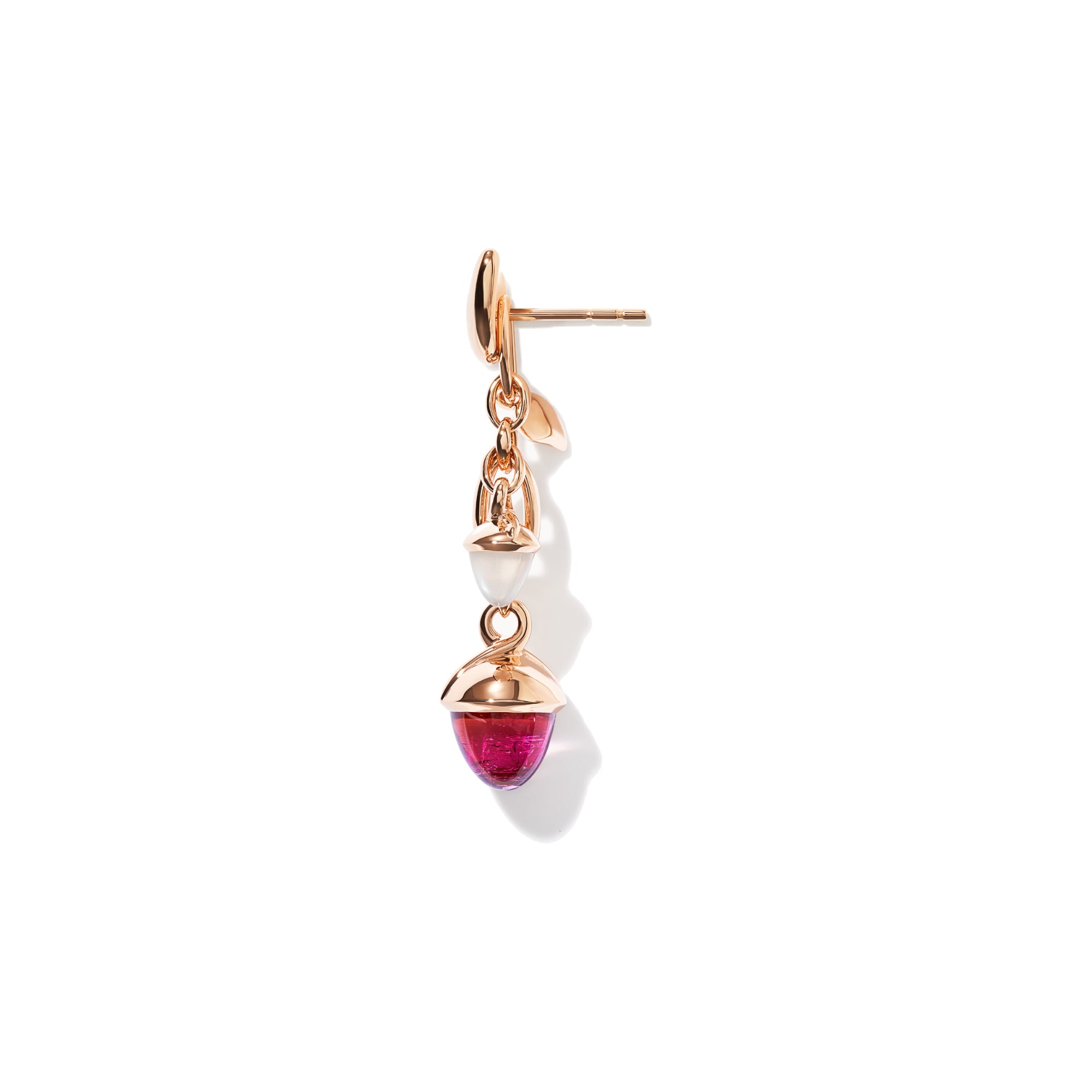 Tamara Comolli MIKADO Ohrringe Dangling 2 Acorns 'Blush' (E-M-d-2-Blu-rg) aus Roségold mit Mondstein und Turmalin